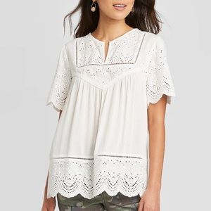 Knox Rose Short Sleeve Eyelet Top